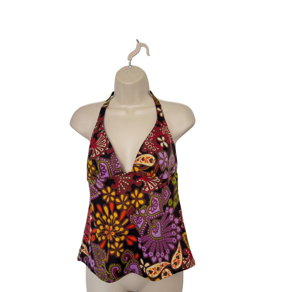 Vintage Victoria Secret Large Paisley Floral Halter Tankini Top Y2K Boho Chic